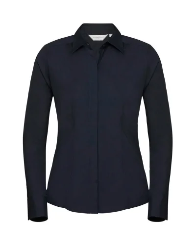 Camicia donna slim popeline, maniche lunghe eleganti French Navy