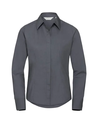 Camicia donna slim popeline, maniche lunghe eleganti Convoy Grey