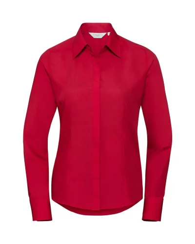 Camicia donna slim popeline, maniche lunghe eleganti Classic Red