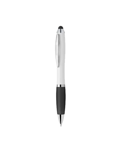 Penna a Sfera Flash Touch, Metallo, Grip in Gomma Bianco