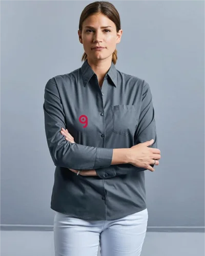 Camicia donna Popeline manica lunga taschino cotone