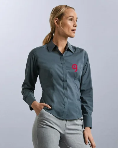 Camicia donna slim popeline, maniche lunghe eleganti