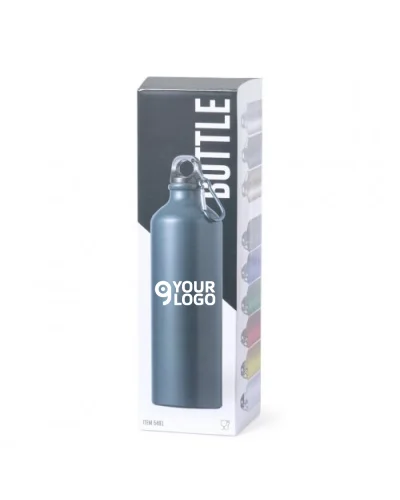 Borraccia Delby 800ml alluminio opaca con moschettone colorata