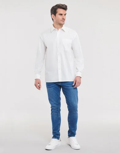 Camicia classica uomo cotone Popeline maniche lunghe
