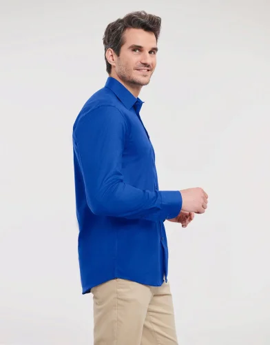 Camicia Oxford uomo Tailored Fit bianca, colletto rigido, Malfini