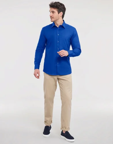 Camicia Oxford uomo Tailored Fit bianca, colletto rigido, Malfini