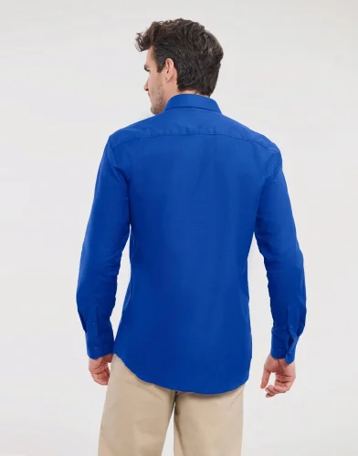 Camicia Oxford uomo Tailored Fit bianca, colletto rigido, Malfini