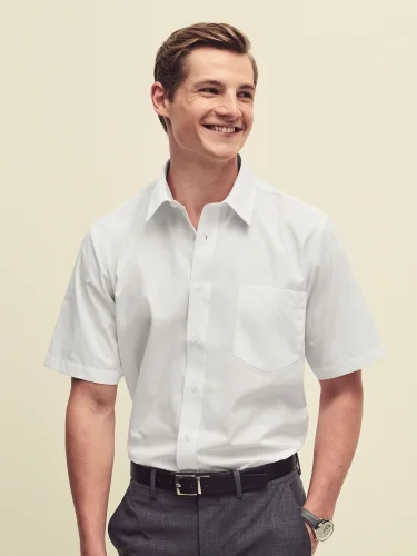 Camicia uomo  popeline bianca maniche corte Classic Fit
