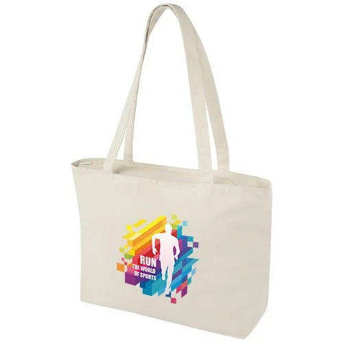 Shopper Ningbo in cotone con zip, resistente 10kg - Manici lunghi