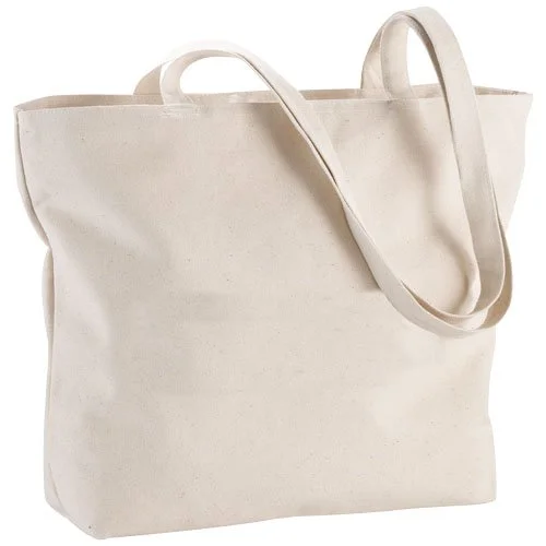 Shopper Ningbo in cotone con zip, resistente 10kg - Manici lunghi