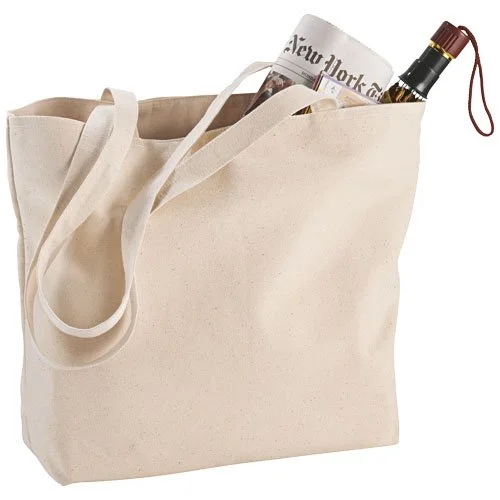 Shopper Ningbo in cotone con zip, resistente 10kg - Manici lunghi