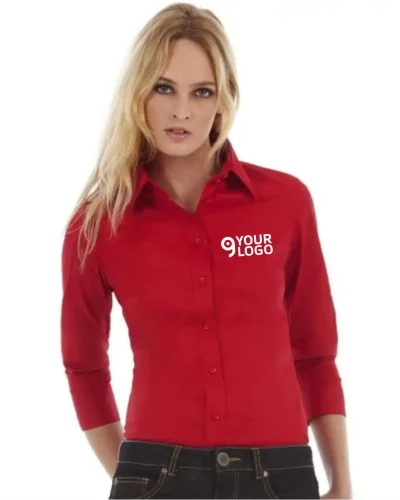 Camicia Donna Popeline 3/4 Medium Fit Cotone Elastan
