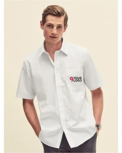 Camicia uomo  popeline bianca maniche corte Classic Fit