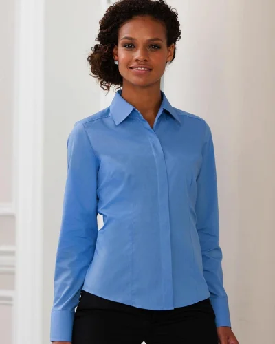 Camicia donna slim popeline, maniche lunghe eleganti
