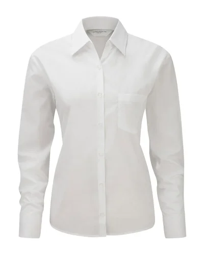 Camicia donna Popeline manica lunga taschino cotone