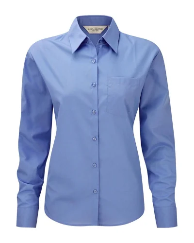 Camicia donna Popeline manica lunga taschino cotone