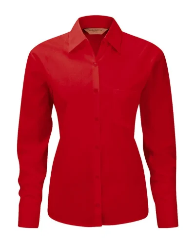 Camicia donna Popeline manica lunga taschino cotone