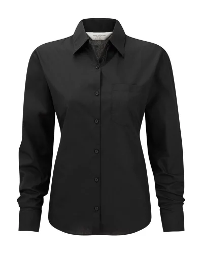 Camicia donna Popeline manica lunga taschino cotone
