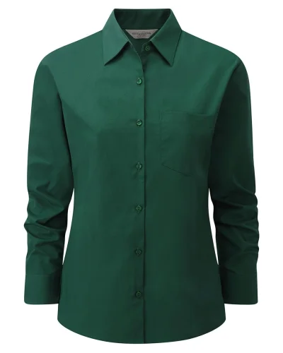 Camicia donna Popeline manica lunga taschino cotone