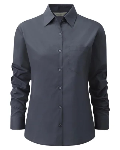 Camicia donna Popeline manica lunga taschino cotone