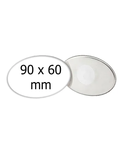 Magnete ovale metallo 90x60 mm colore argento  robusto