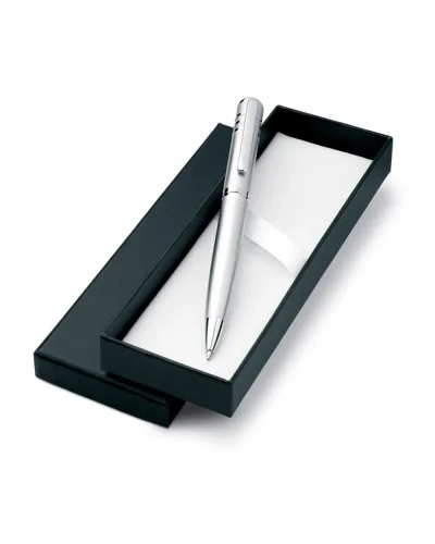 OLYMPIA Penna a sfera laccata nera in box regalo, alluminio