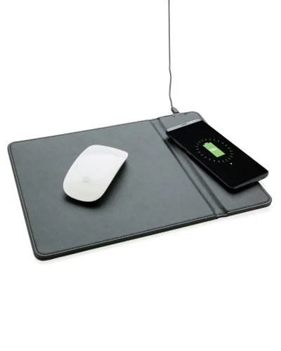 Tappetino mouse PU ricarica wireless 5W nero 30x22cm SlimTech