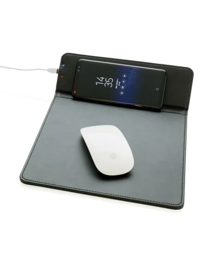 Tappetino mouse PU ricarica wireless 5W nero 30x22cm SlimTech