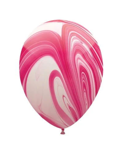 Palloncini SuperAgate 30 cm Marmorizzati - Lattice 4 Colori Bianco e Rosso