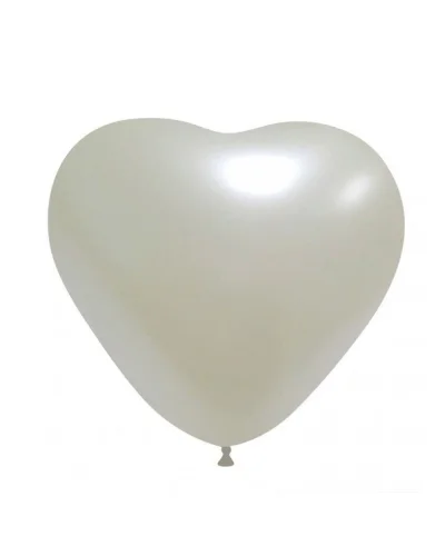 Palloncini Cuore Pastello 38cm in Lattice Biodegradabile - BalloonUP Bianco Metallizzato