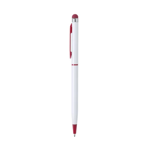 Penna Touch Duser bianca in alluminio con clip colorata, inchiostro bl