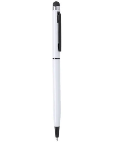 Penna Touch Duser bianca in alluminio con clip colorata, inchiostro bl Nero