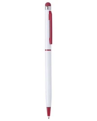 Penna Touch Duser bianca in alluminio con clip colorata, inchiostro bl Rosso