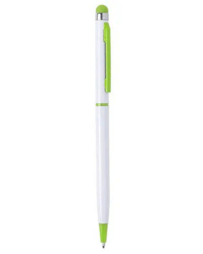 Penna Touch Duser bianca in alluminio con clip colorata, inchiostro bl