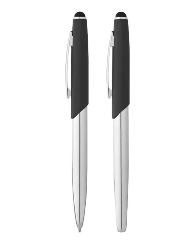 Set Penne Avenue Geneva: Sfera e Roller con Stylus Cromato, Nero Nero / Argento