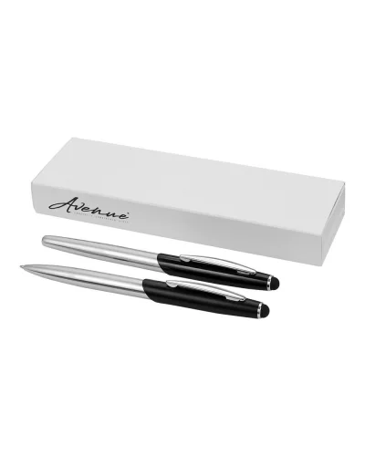 Set Penne Avenue Geneva: Sfera e Roller con Stylus Cromato, Nero