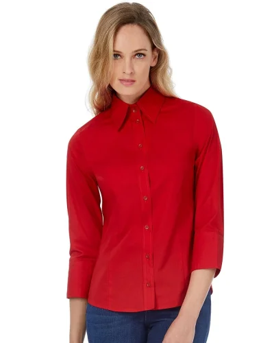 Camicia Donna Popeline 3/4 Medium Fit Cotone Elastan