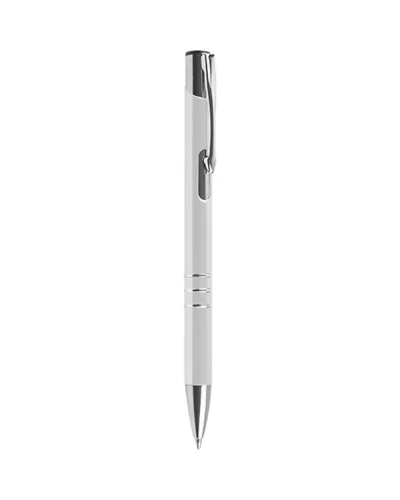 Penna a sfera Chrome alluminio, meccanismo a scatto Unika Bianco