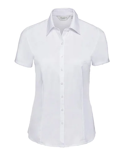 Camicia donna slim, cotone lisca di pesce 130g/m² Bianco