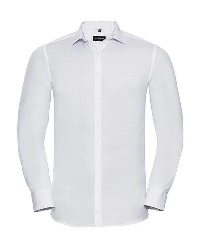 Camicia uomo slim stretch Lycra® T400, bianca, colletto corto Bianco