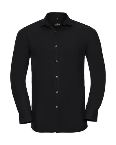 Camicia uomo slim stretch Lycra® T400, bianca, colletto corto Nero