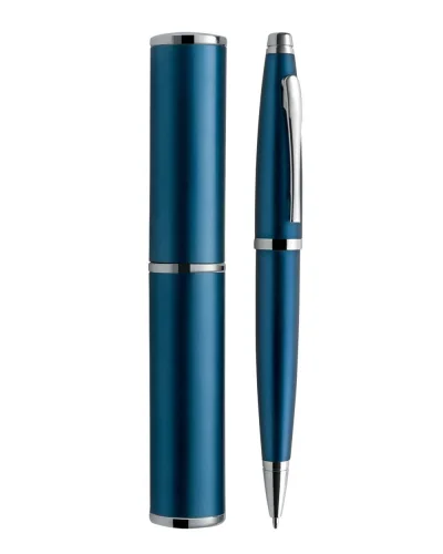 Penna a sfera Alexia in alluminio nero, lacca metallizzata 53g Blu