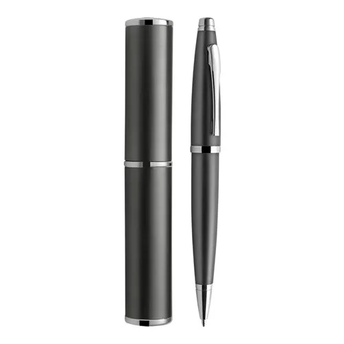 Penna a sfera Alexia in alluminio nero, lacca metallizzata 53g Grigio