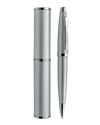 Penna a sfera Alexia in alluminio nero, lacca metallizzata 53g Silver