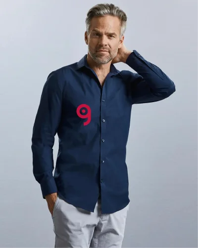 Camicia uomo slim stretch Lycra® T400, bianca, colletto corto