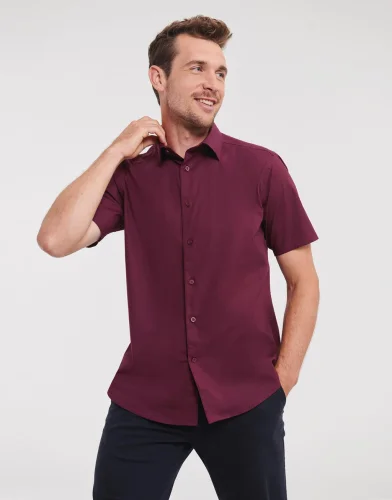 Camicia attillata uomo cotone stretch 140g  maniche corte