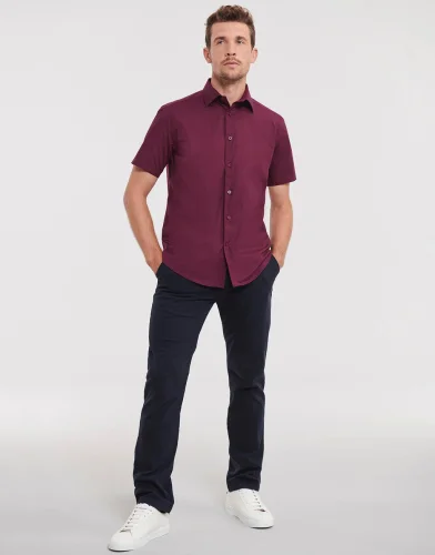 Camicia attillata uomo cotone stretch 140g  maniche corte