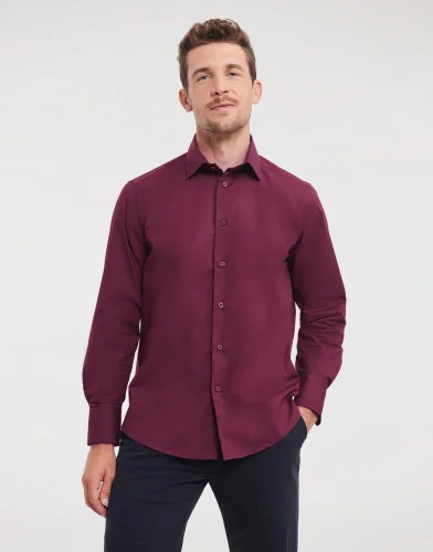 Camicia slim fit stretch cotone 97% elastan uomo maniche lunghe