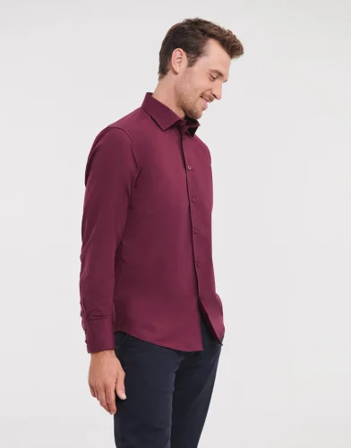 Camicia slim fit stretch cotone 97% elastan uomo maniche lunghe
