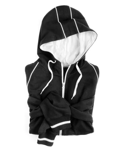 Felpa Enjoy full zip con cappuccio, personalizzabile Nero
